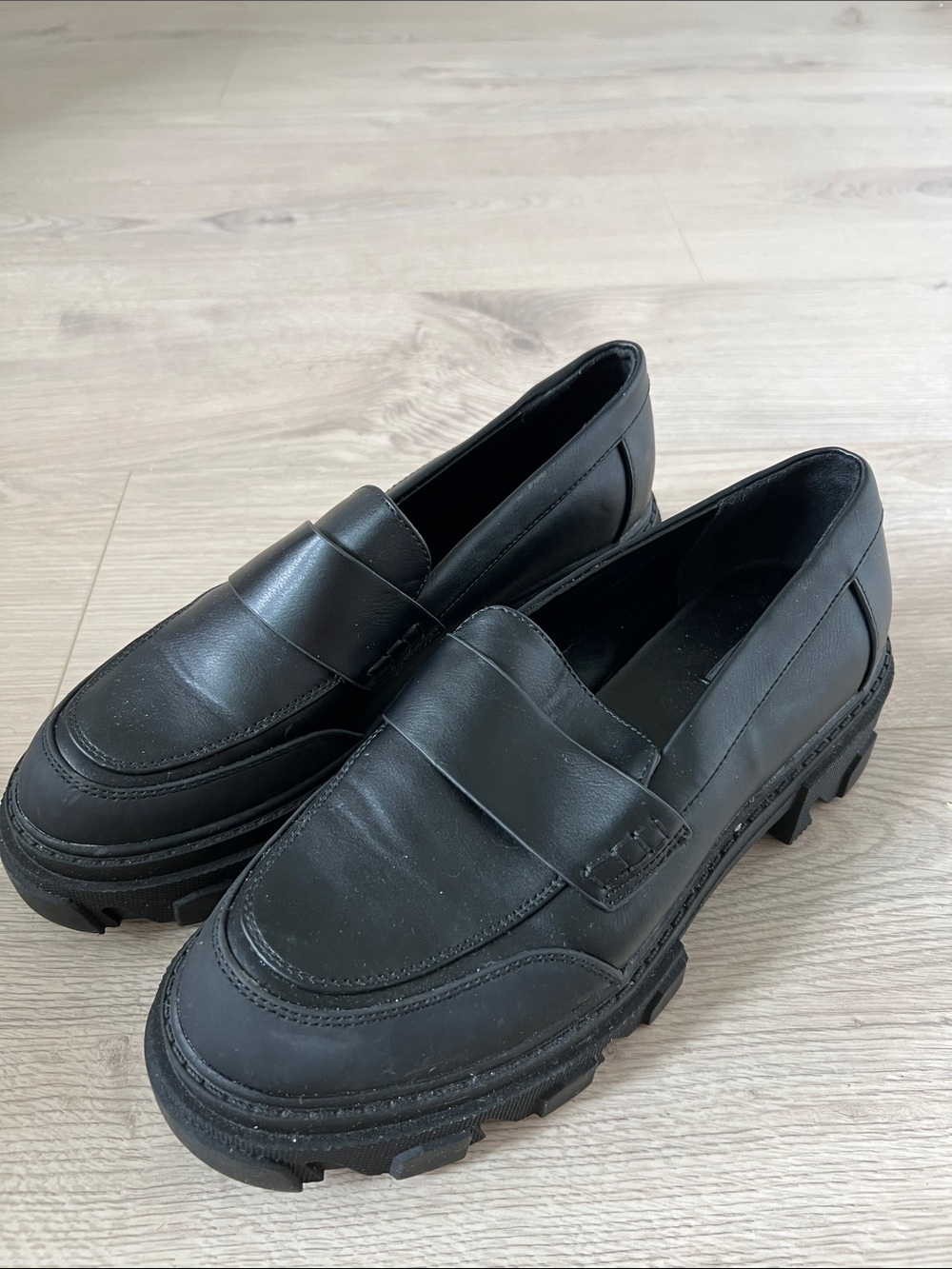 Only Black Chunky Lug Penny Loafers
